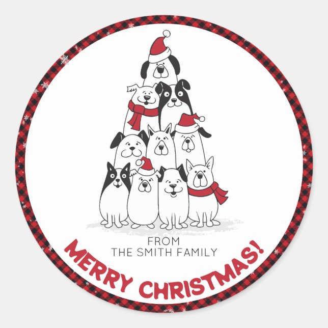 Sticker Rond Joyeux Noël chien (Devant)