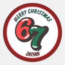 Joyeux Noël Chiffres Rouges 6 & 7 Nom Personnalisé