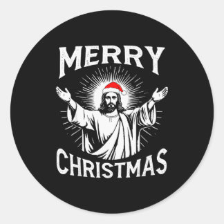Sticker Rond Joyeux Noël chrétien Jésus Pyjama Pjs Xmas M