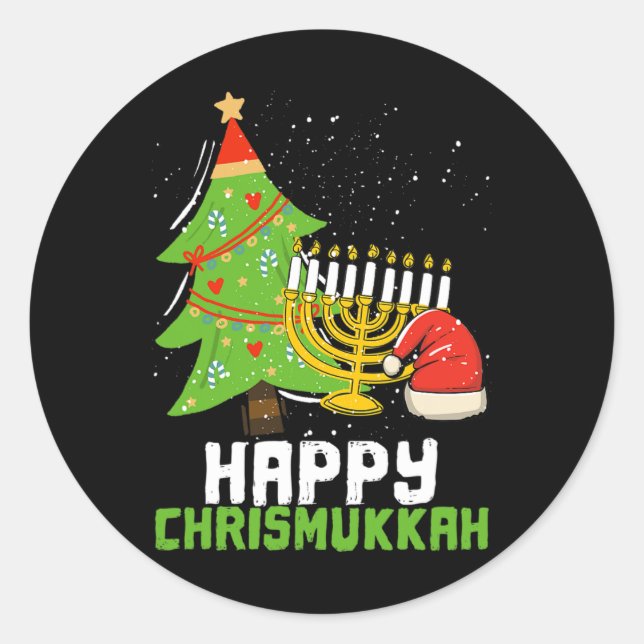 Sticker Rond Joyeux Noël Chrismukkah Et Religion Hanoukka (Devant)