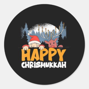 Sticker Rond Joyeux Noël Chrismukkah Joyeux Noël Hanoukka