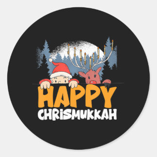Sticker Rond Joyeux Noël Chrismukkah Joyeux Noël Hanoukka