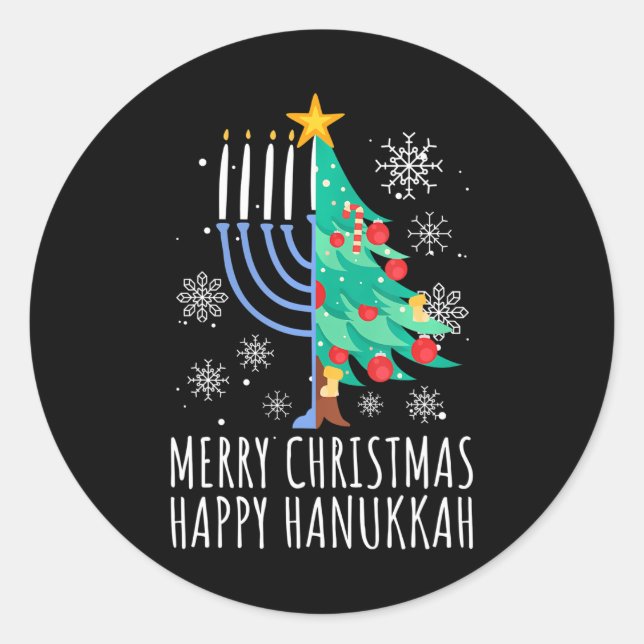 Sticker Rond Joyeux Noël Chrismukkah Joyeux Noël Hanoukka (Devant)