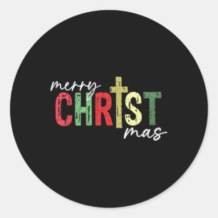 Sticker Rond Joyeux Noël Christian Jésus Croix foi Religi