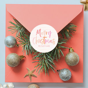 Sticker Rond Joyeux Noël coloré joyeux Personnalisé