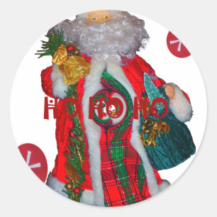 Sticker Rond Joyeux Noël coloré Père Noël Imprimer