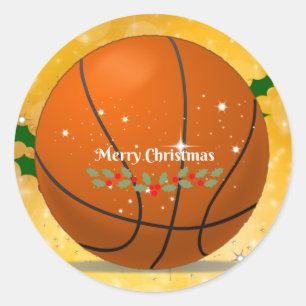 Sticker Rond Joyeux Noël, conception de Noël de basket