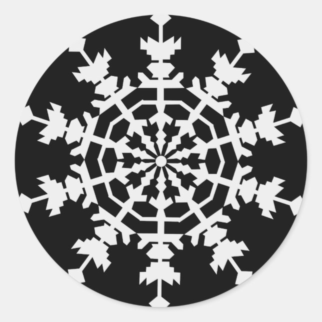Sticker Rond Joyeux Noël - Cristal de glace - Flake de neige (Devant)