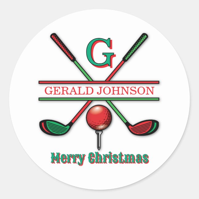 Sticker Rond Joyeux Noël Custom Golf Design (Devant)