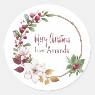 Sticker Rond Joyeux Noël Custom Wreath Holiday Love
