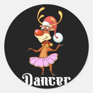 Sticker Rond Joyeux Noël Danser Reindeer Jote Deer Dancer