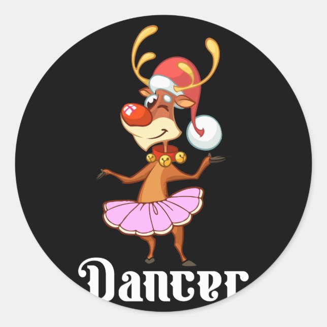 Sticker Rond Joyeux Noël Danser Reindeer Jote Deer Dancer (Devant)