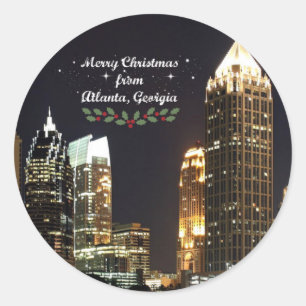Sticker Rond Joyeux Noël d'Atlanta, Géorgie Classic Roun