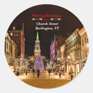 Sticker Rond Joyeux Noël de Burlington VT,