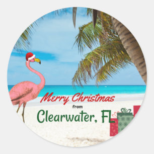 Sticker Rond Joyeux Noël de Clearwater, FL