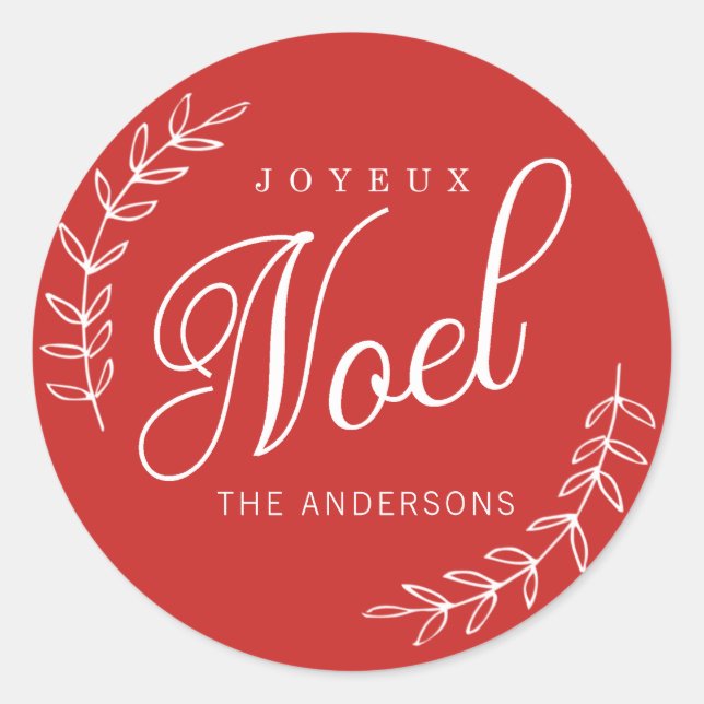 Sticker Rond Joyeux Noel de couleur MODIFIABLE Noël (Devant)