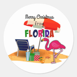 Sticker Rond Joyeux Noël de Floride