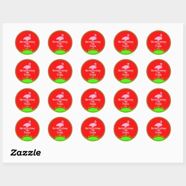 Sticker Rond Joyeux Noël de Floride, (Feuille)