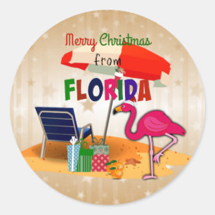 Sticker Rond Joyeux Noël de Floride