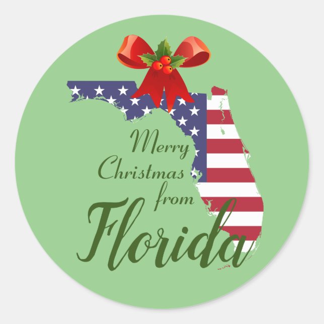 Sticker Rond Joyeux Noël de Floride Enveloppe Sticke Seals (Devant)