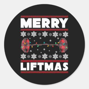 Sticker Rond Joyeux Noël de levage Drôle de Noël Gym Entraîneme
