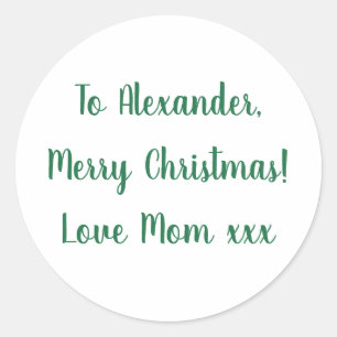 Sticker Rond Joyeux Noël de maman vert minimal