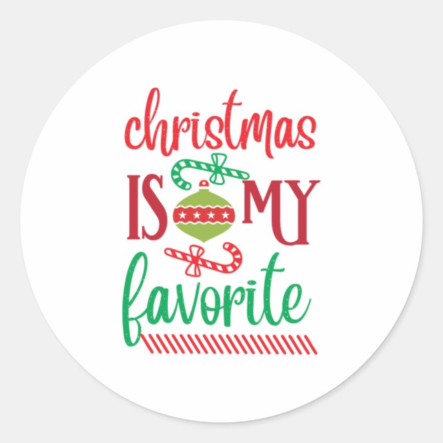 Sticker Rond Joyeux Noël de Noël est mon préféré (Devant)