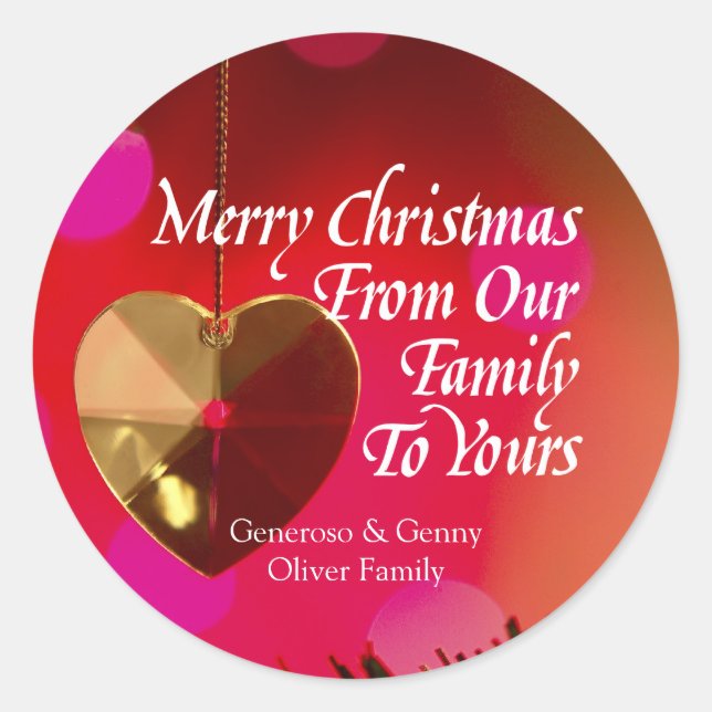 Sticker Rond Joyeux Noël De Notre Famille À Votre (Devant)