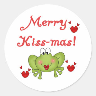 Sticker Rond Joyeux Noël de vacances de grenouille de Kissmas