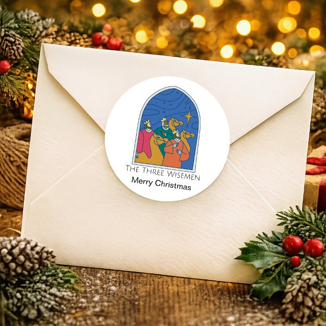 Sticker Rond Joyeux Noël des trois sages (Créateur téléchargé)