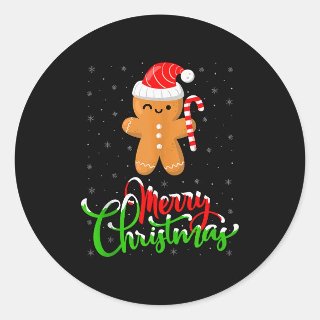 Sticker Rond Joyeux Noël Drôle Biscuit Gâteau De Noël Cuisson C (Devant)