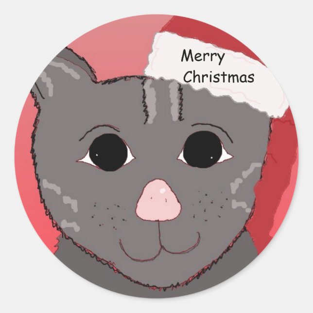 Sticker Rond Joyeux Noël Du Chat (Devant)