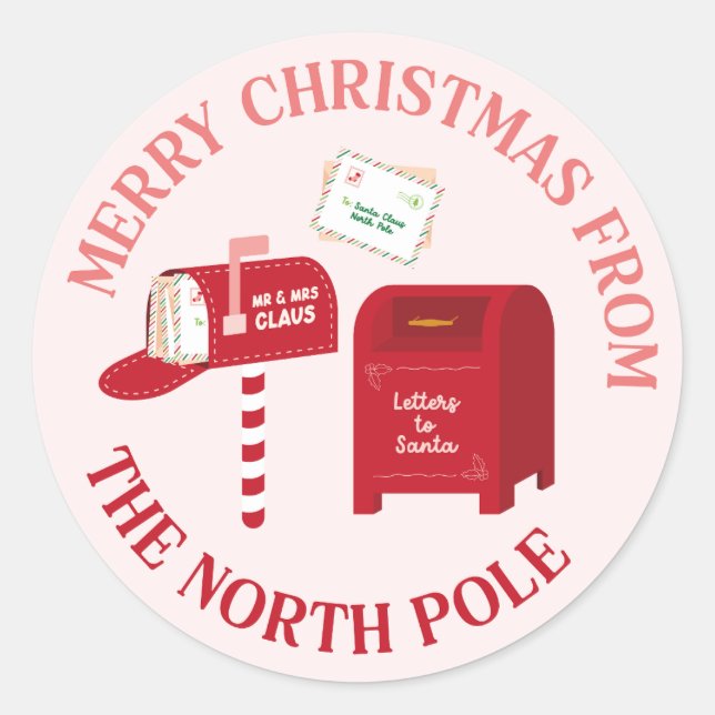 Sticker Rond Joyeux Noël du pôle Nord (Devant)