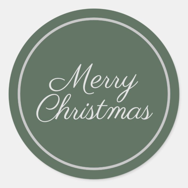 Sticker Rond Joyeux Noël écriture verte élégante (Devant)