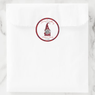 Sticker Rond Joyeux Noël Elf Personnalisé Mignon Drôle Gnome