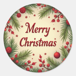 Sticker Rond Joyeux Noël en divers Motifs