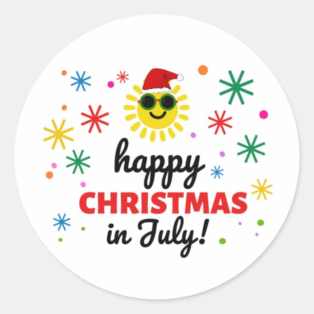 Sticker Rond Joyeux Noël en juillet (Devant)