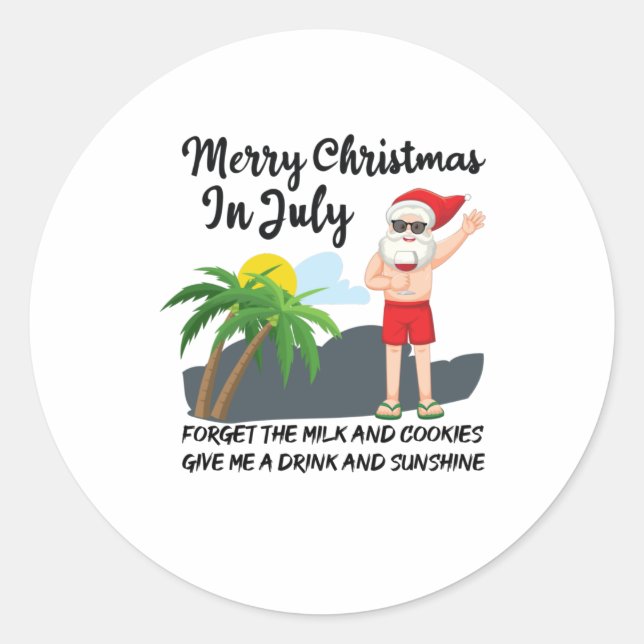 Sticker Rond Joyeux Noël En Juillet (Devant)
