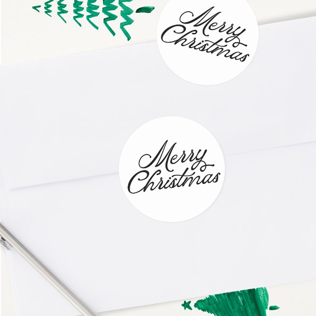 Sticker Rond Joyeux Noël en noir et blanc (Créateur téléchargé)