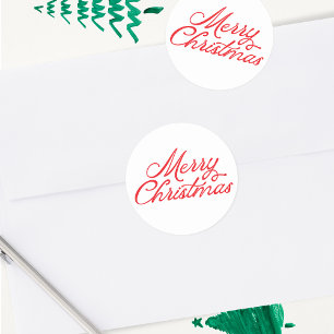 Sticker Rond Joyeux Noël en rouge et blanc