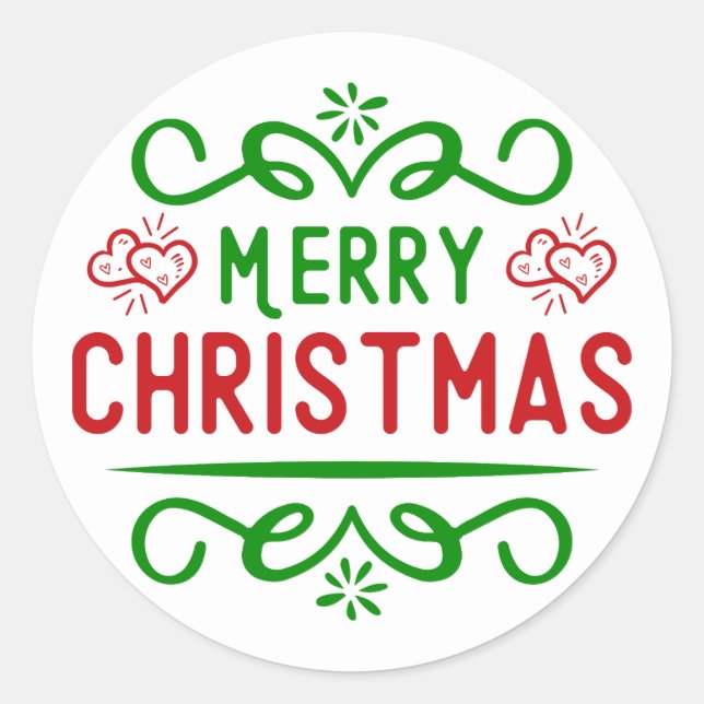 Sticker Rond Joyeux Noël en typographie (Devant)