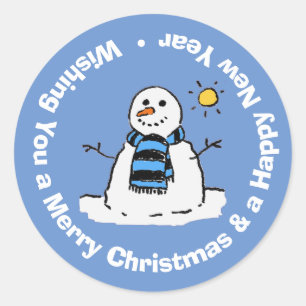 Sticker Rond Joyeux Noël et Bonne Année.