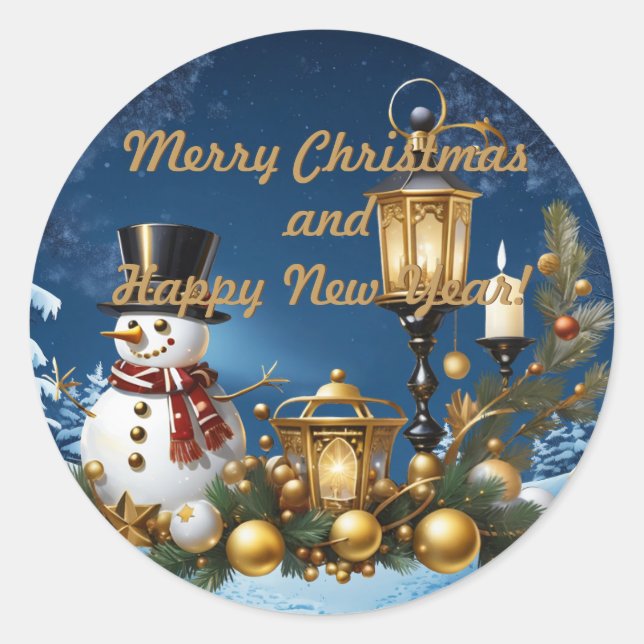 Sticker Rond Joyeux Noël et Bonne Année ! (Devant)