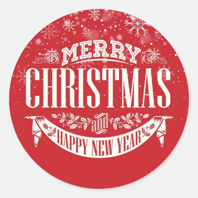 Sticker Rond Joyeux Noël et Bonne Année (Devant)