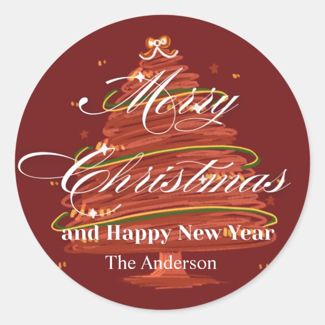 Sticker Rond joyeux noël et bonne année  (Devant)