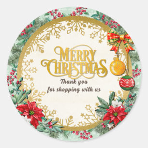 Sticker Rond Joyeux Noël et Bonne Année Avec Amour