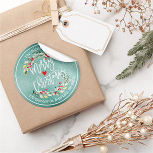 Sticker Rond Joyeux Noël et Joyeux Nouvel An Adresse