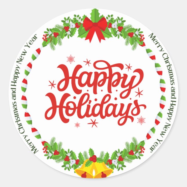 Sticker Rond Joyeux Noël et Nouvel An (Devant)
