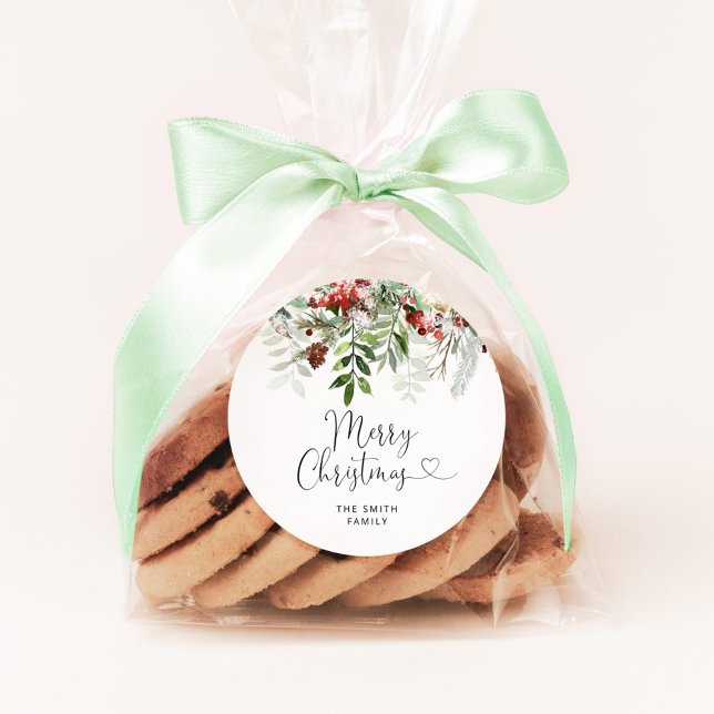 Sticker Rond Joyeux Noël evergreen (Créateur téléchargé)