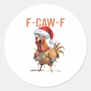 Sticker Rond Joyeux Noël F Caw F Design Rétro Cool